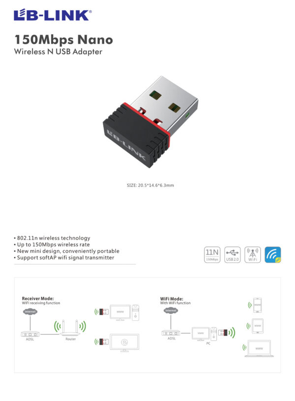 USB Wi-Fi Adapter 150Mbps LB-Link