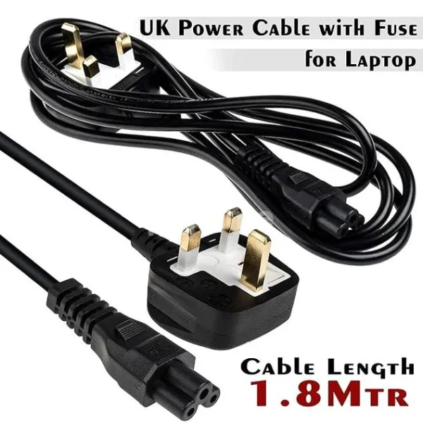 White Laptop Power Flower Cable – 3 Pin Fused Plug